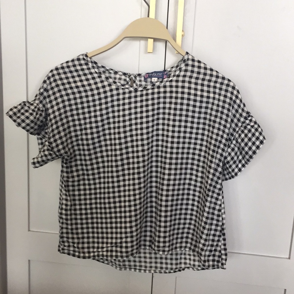 Girls black and white gingham shirt